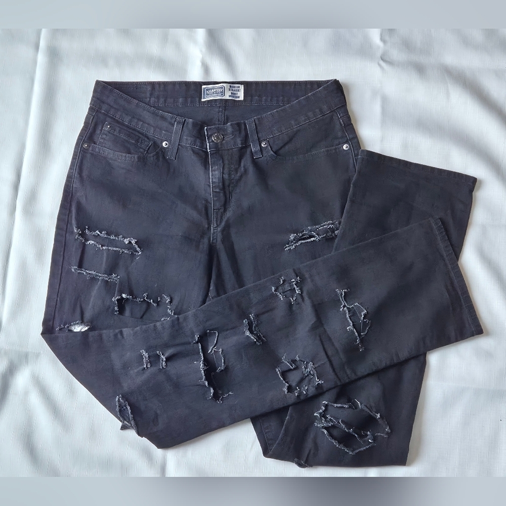 Levis Signature Distressed Grunge Black Jeans